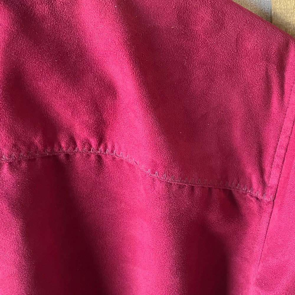 Cherokee Deep Red suede like ladies blouse large - Picture 14 of 14